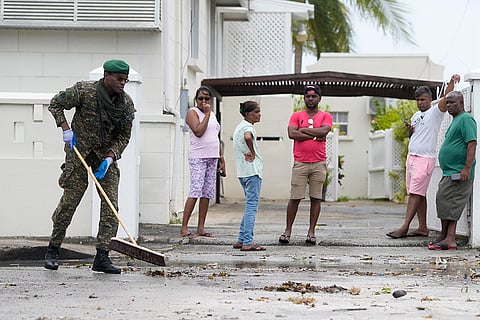 Street cleaning after Hurricane Beryl